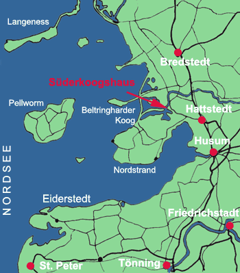 Die Lage des S&uuml;derkoogshauses